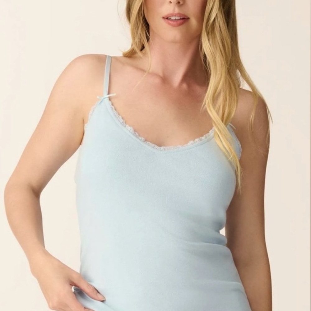Women's Light Blue Lace Trim Camisole